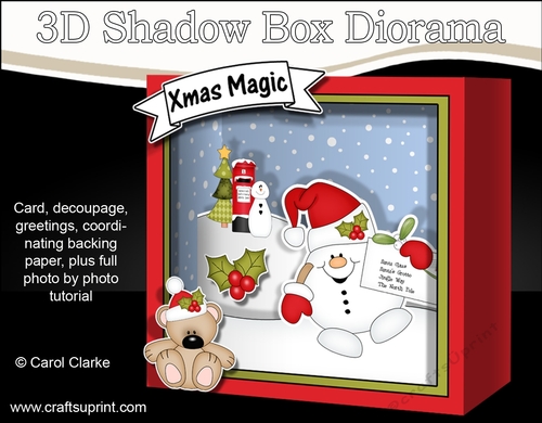 3D Christmas Diorama Shadow Box Card Mini Kit  - Snowball Sam has a Letter for Santa