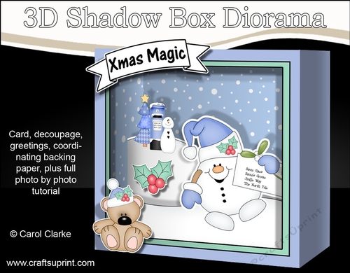 3D Christmas Diorama Shadow Box Card Mini Kit  - Snowball Sam has a Letter for Santa