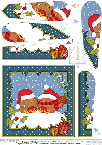 Christmas Bobbin Robin is in Love Fan Pyramage Topper