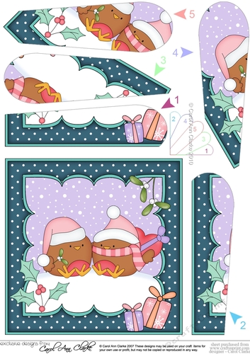 Christmas Bobbin Robin is in Love Fan Pyramage Topper
