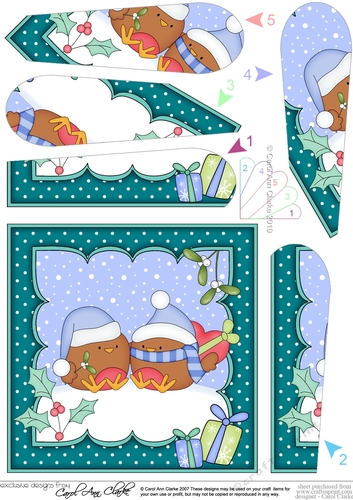 Christmas Bobbin Robin is in Love Fan Pyramage Topper