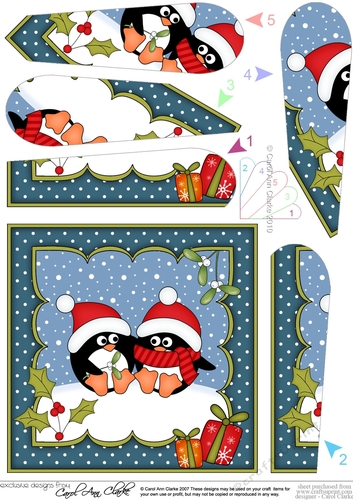 Christmas Pip Penguin is in Love Fan Pyramage Topper