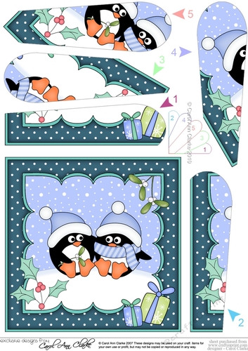 Christmas Pip Penguin is in Love Fan Pyramage Topper