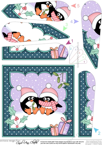 Christmas Pip Penguin is in Love Fan Pyramage Topper