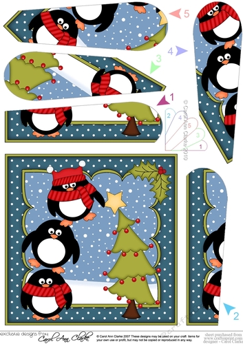 Christmas Pip Penguin & Friends put the Star on the Xmas Tree Fan Pyramage Topper