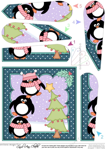 Christmas Pip Penguin & Friends put the Star on the Xmas Tree Fan Pyramage Topper