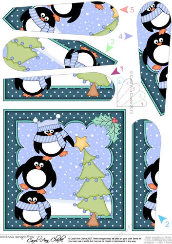 Christmas Pip Penguin & Friends put the Star on the Xmas Tree Fan Pyramage Topper