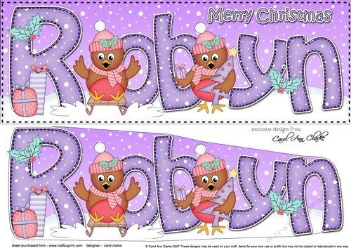 Large DL Merry Christmas ROBYN 3D decoupage 