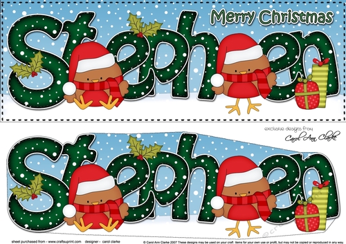 Large DL Merry Christmas STEPHEN 3D decoupage 