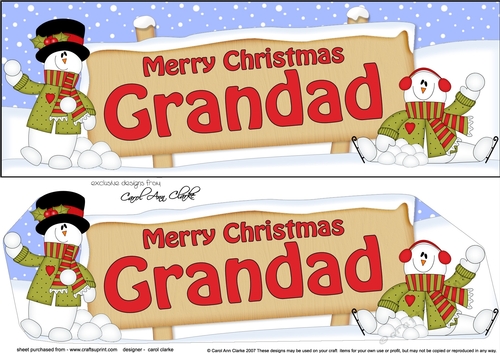 large DL Merry Christmas GRANDAD with Snowman 3D decoupage
