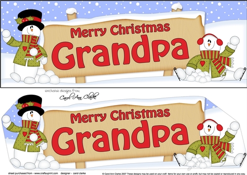large DL Merry Christmas GRANDPA with Snowman 3D decoupage
