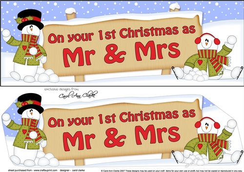 large DL On your 1st Christmas as MR & MRS with Snowman 3D decoupage