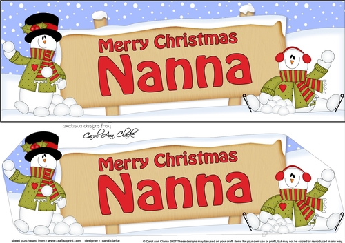 large DL Merry Christmas NANNA with Snowman 3D decoupage