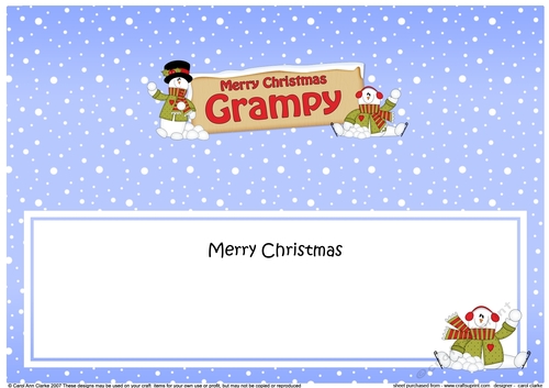 large DL Merry Christmas GRAMPY with Snowman insert