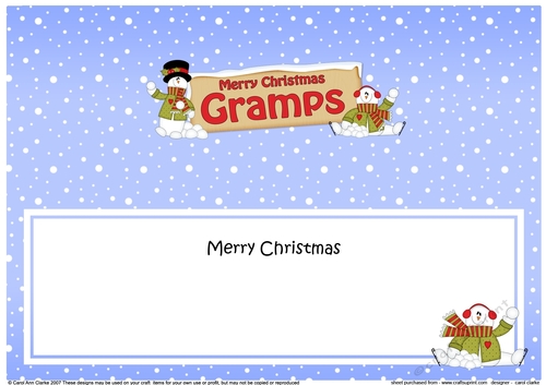 large DL Merry Christmas GRAMPS with Snowman insert