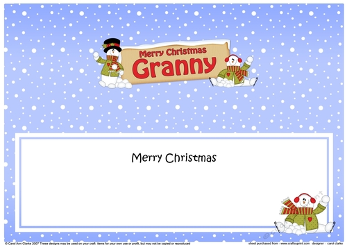 large DL Merry Christmas GRANNY with Snowman insert