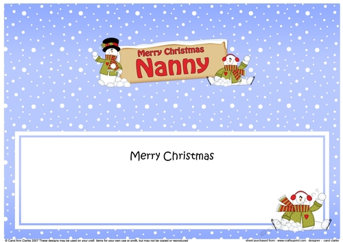 large DL Merry Christmas NANNY with Snowman insert