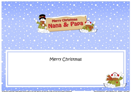 large DL Merry Christmas NANA & PAPA with Snowman insert