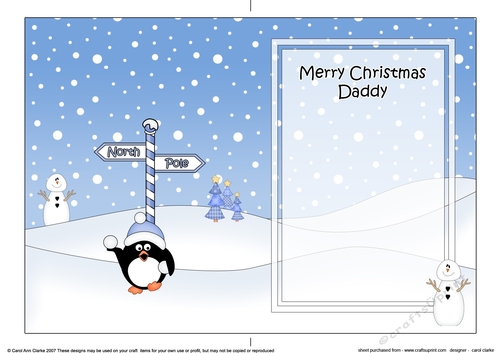 5 x 7 matching insert -  Merry Christmas DADDY with Pip Penguin