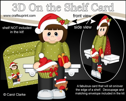 3D Christmas On the Shelf Card Kit - Christmas Lady has a Festive Cupcake