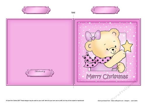 Cute Hunney Bear Rosie has a Christmas Star - Quick Cut and Fold Card