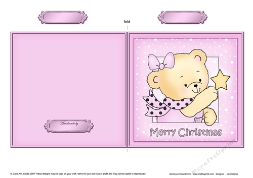 Cute Hunney Bear Rosie has a Christmas Star - Quick Cut and Fold Card