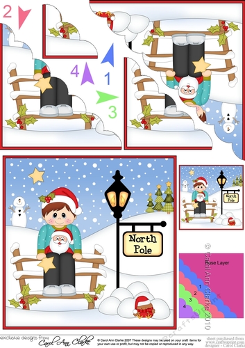 Cute Christmas Boy is at the North Pole Scalloped Corner Stacker