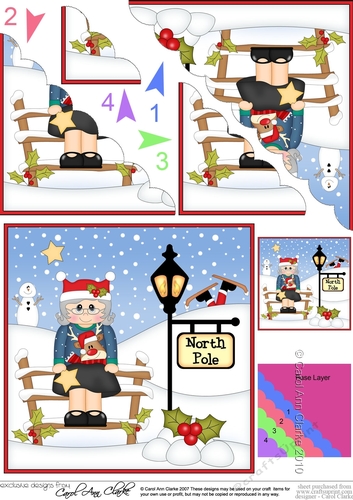 Cute Christmas Old Lady is at the North Pole Scalloped Corner Stacker