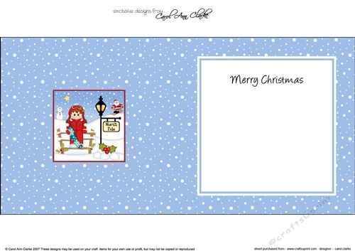 Cute Christmas Girl is Snowboarding is at the North Pole insert square landscape