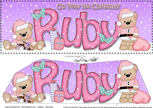 Large DL Merry 1st Christmas RUBY 3D decoupage 