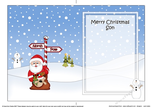 5 x 7 matching insert -  Merry Christmas SON with Santa