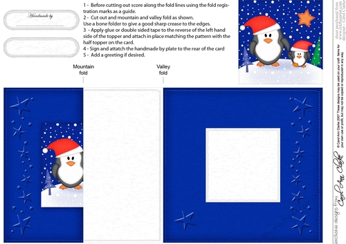 Cute Christmas Penguins Felties No-Hole Fold Back Card