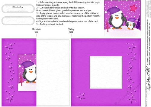 Cute Christmas Penguins Felties No-Hole Fold Back Card