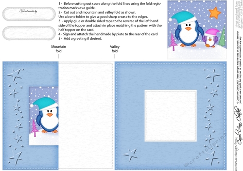 Cute Christmas Penguins Felties No-Hole Fold Back Card