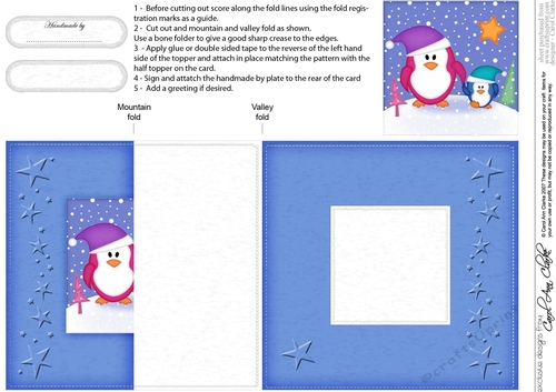Cute Christmas Penguins Felties No-Hole Fold Back Card