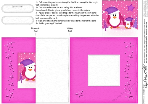 Cute Christmas Penguins Felties No-Hole Fold Back Card