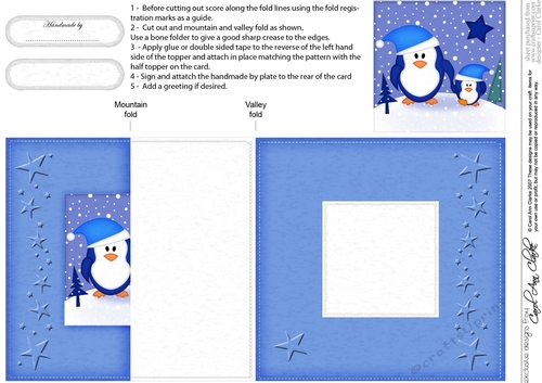 Cute Christmas Penguins Felties No-Hole Fold Back Card