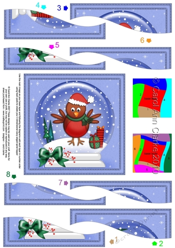 Cute Christmas Robin Snowglobe Wavy Spiral Side Stacker