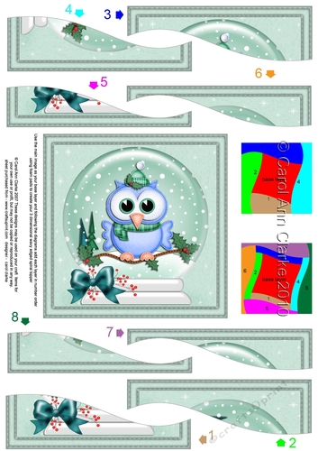 Cute Christmas Little Hoot Owl Snowglobe Wavy Spiral Side Stacker