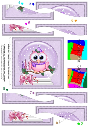 Cute Christmas Little Hoot Owl Snowglobe Wavy Spiral Side Stacker