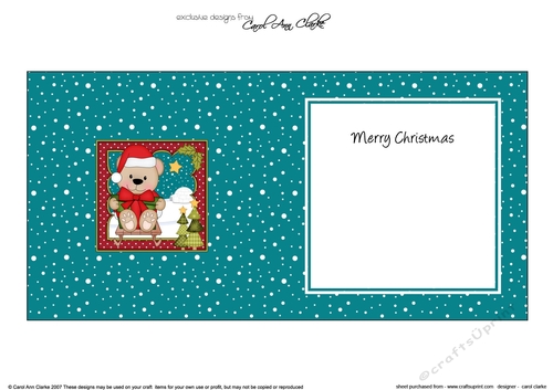 Cute Christmas Livvy Bear is having fun on her Sledge insert square landscape