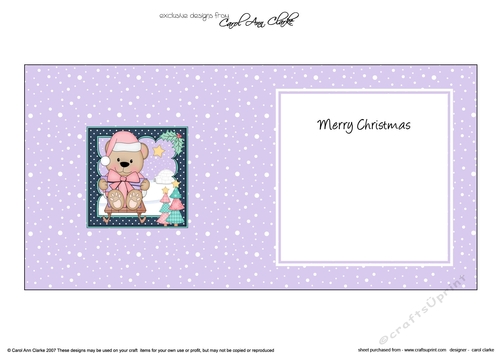 Cute Christmas Livvy Bear is having fun on her Sledge insert square landscape