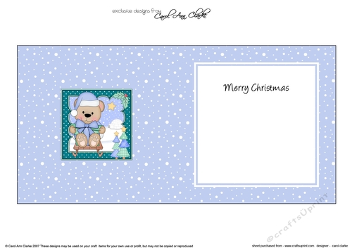 Cute Christmas Livvy Bear is having fun on her Sledge insert square landscape