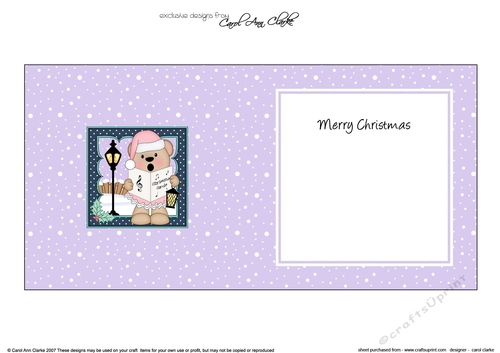 Cute Christmas Livvy Bear is Carol Singing insert square landscape