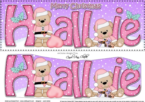 Large DL Merry Christmas HALLIE 3D decoupage 