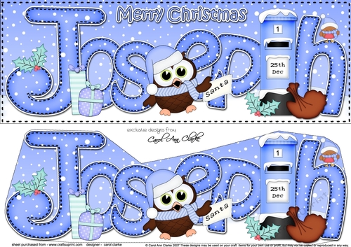 Large DL Merry Christmas JOSEPH 3D decoupage 