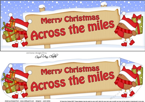 large DL Merry Christmas ACROSS THE MILES with Robins 3D decoupage