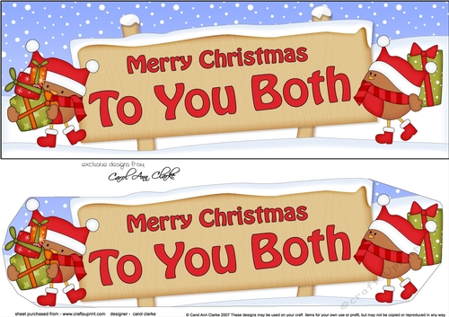 large DL Merry Christmas TO YOU BOTH with Robins 3D decoupage