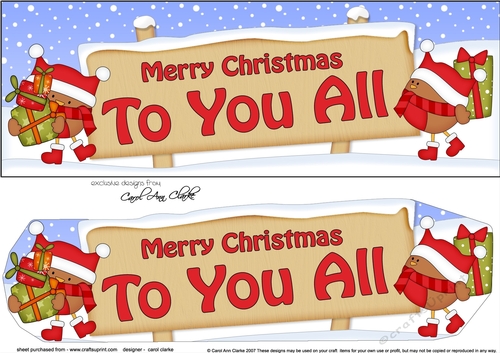 large DL Merry Christmas TO YOU ALL with Robins 3D decoupage