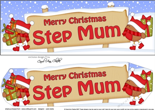 large DL Merry Christmas STEP MUM with Robins 3D decoupage